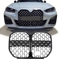 SILBER DIAMANT NIEREN GRILL ZIERGITTER PASST FÜR BMW 4ER G26 GRAN COUPE MIT ACC