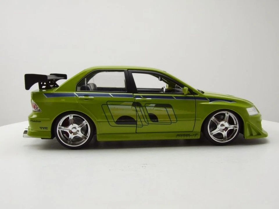 Mitsubishi Lancer Evolution VII Brian Fast & Furious Verde Modellino 1:24 Jada - Immagine 4 di 4