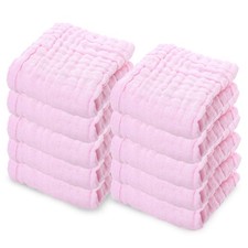 10 Pack Soft Muslin Unisex Baby Washcloths for Daily Use, 100 Cotton Set for...