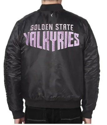 Men's Golden State Valkyries Varsity Satin Black Bomber Jacket | eBay