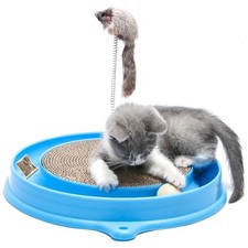 Interactive Cat Scratcher Toy with Ball Track - Blue