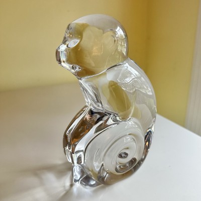 VTG Stylized Lead Crystal Monkey Katherine De Sousa for Val Saint Lambert Signed