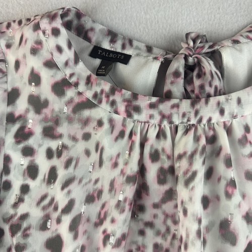 Talbots Bluse Langarm rosa Animalprint zum Binden gefüttert Damen M - Bild 4 von 9