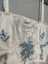 Altar'd State Women's XL White Floral Embroidered Bustier Corset Top Lace