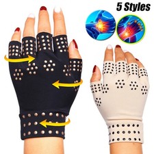 1 Pair Fingerless Arthritis Therapy Gloves Magnetic Compression Support