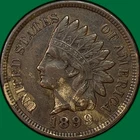 1899 Indian Head Cent Almost Uncirculated AU Coin #38146