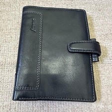 Filofax Mini 6-Hole Pocket Leather System Planner Cover Snap Button Black