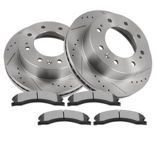 6X 2016-2019 Fits Chevrolet For Suburban 3500 Hd Front Soltted Brake Rotors Pads