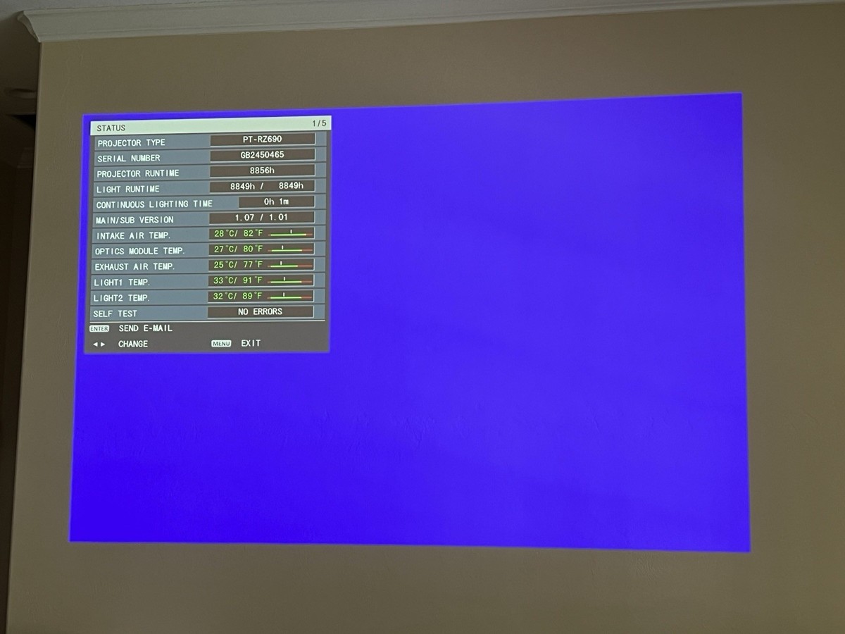 Panasonic PT-RZ690 DLP WUXGA Projector 6000 Lumens 8856 Lamp Hours