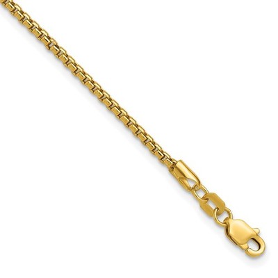 14K Gelbgold 1,75 mm halbmassives rundes Box Armband 8'' Geschenk für Mutter