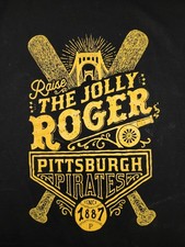 PITTSBURGH PIRATES RAISE THE JOLLY ROGER BLACK SHORT SLEEVED TSHIRT X-LARGE SGA 