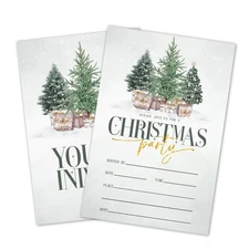 4'' x 6'' Christmas Party Invitations - 20 Double-Sided Fill-In Christmas Tree &