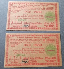 2- 1944 Philippines 1 Peso Notes  P-672