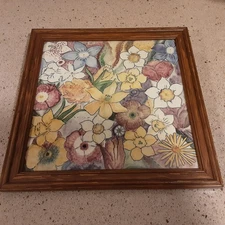 Vintage 1981 Santa Barbara Ceramics Design Alvaro Suman Art Pottery Tile 11.75"