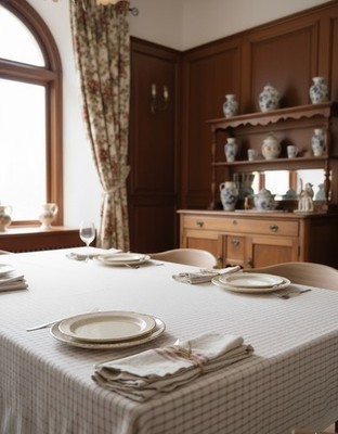 White Linen TableCloth - 70 x 56