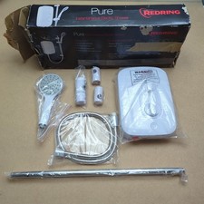 Redring Pure Instantaneous Electric Shower White With Riser Rail Hose Boxed