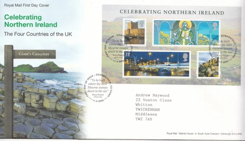 2008  GB  FDC   Celebrating Northern IRELAND Mini sheet