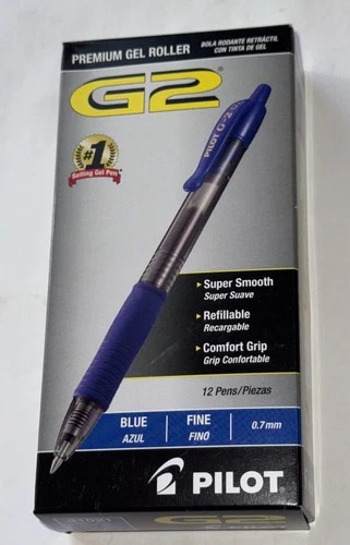 12-Pack Pilot G2 Premium Gel Roller Retractable Pens Blue Ink 0.7mm Fine - New!