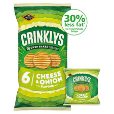Jacob's Crinklys Cheese & Onion 30% Less Fat Multipack Snacks 6x23g (Pack Of 6)