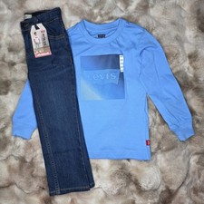 Levi's Long Sleeve Tee  511 Denim Jeans 2 Piece Set Baby Blue Size 4T Boys NWT