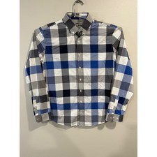 Express Mens Fitted Long Sleeve Button Up Plaid Shirt Large