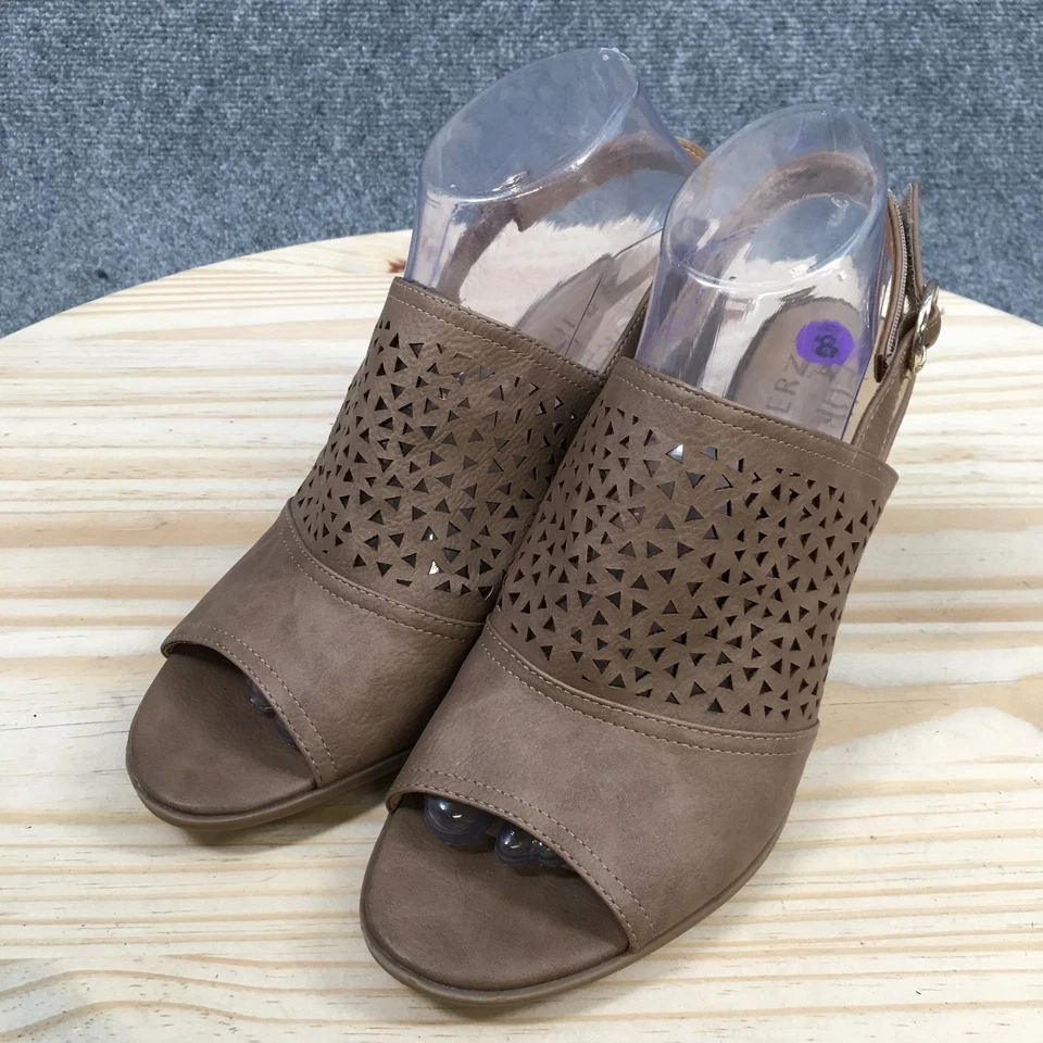 Naturalizer Sandals Womens 8 M Lennie 2 Block Heels Open Toe Slingback Brown - Image 3 of 4