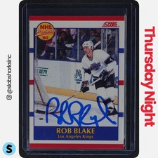 1990 SCORE #421 ROB BLAKE ROOKIE CARD SIGNED/AUTOGRAPHED. rookie card picture