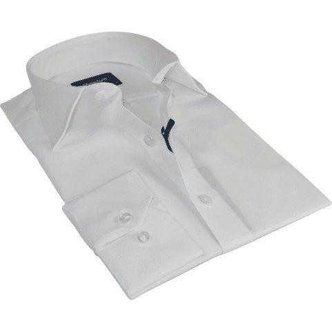 Mens 100% Cotton Shirt From Turkey Manschett by Quesste Slim Fit 4029-01 White