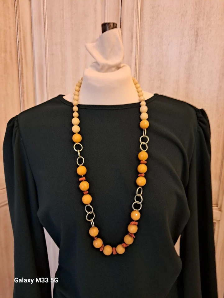 Collana VINTAGE In Pietre Dure Giada E CORALLO DI SCIACCA - Immagine 4 di 4