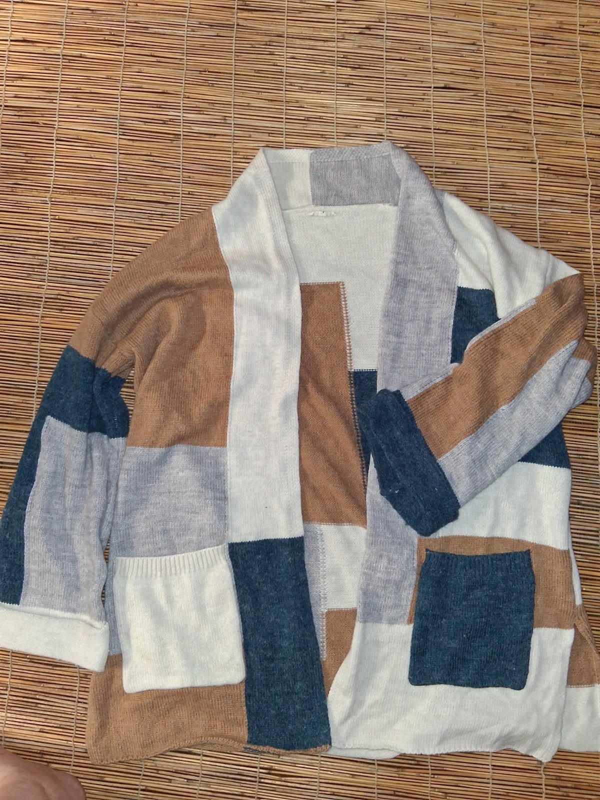 Patch work womans cardigan size large - image 1