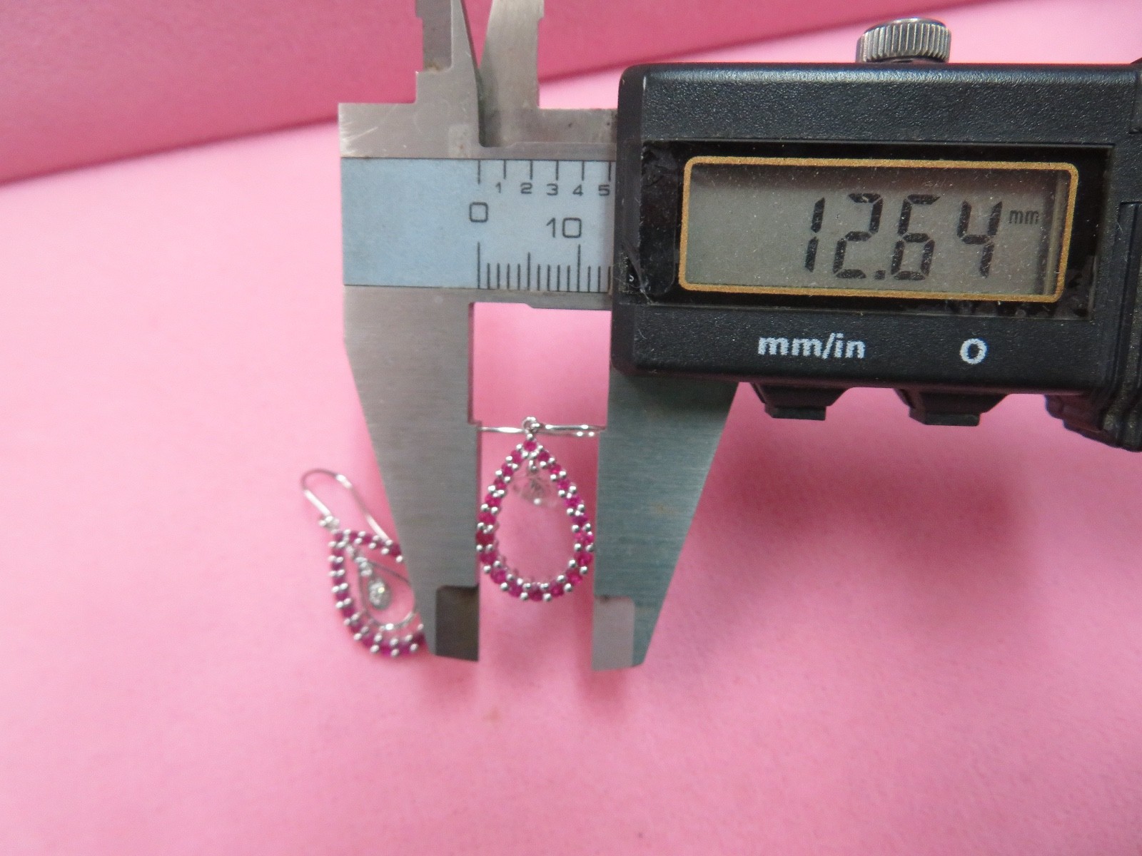 14k Solid White Gold French Wire Ruby Diamond Dan… - image 7