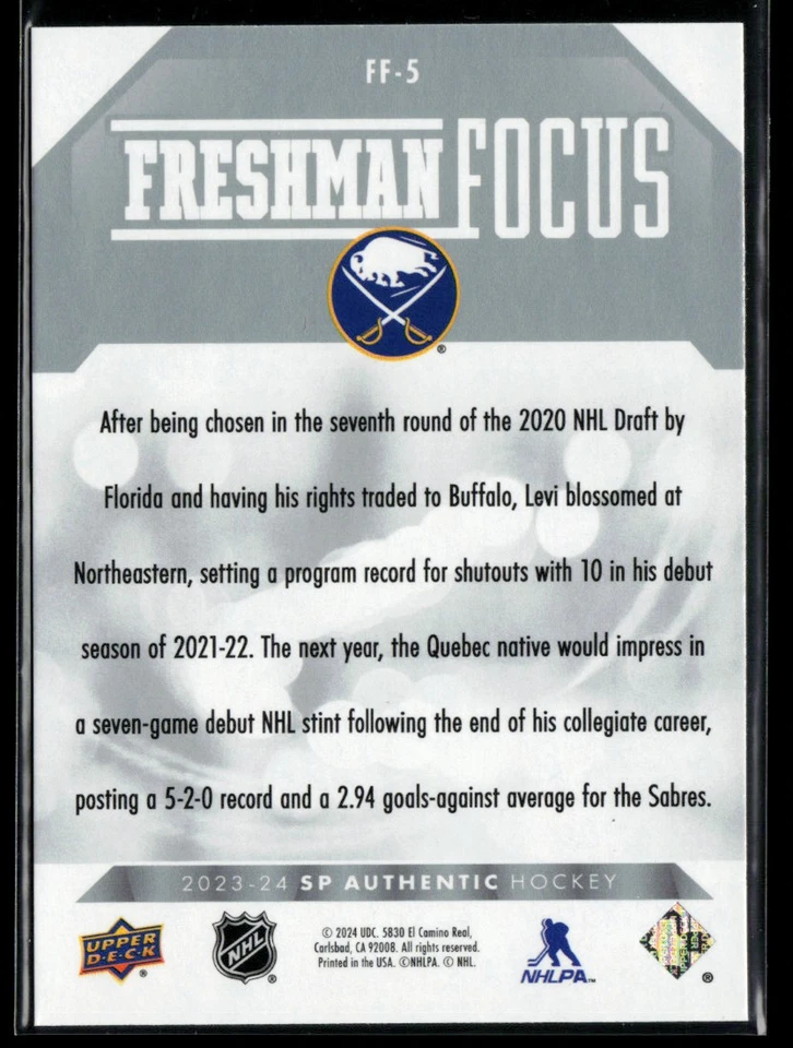 2023-24 SP Authentic Freshman Focus #FF-5 Devon Levi RC - Image 2 of 2