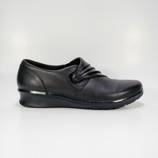 Clarks Hope Shine Womens 6 Black Leather Slip On Loafers Shoes