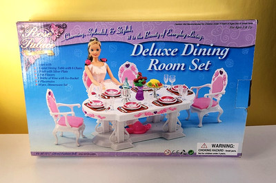 Rose Palace Deluxe Dining Room Set (Gloria), 11.5'' Barbie Furniture NEW