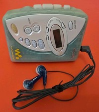 Sony Walkman WM-FX200 Cassette Player + Aiwa Clear Blue In-Ear Earphones