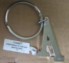 Ganz Initial Letter A silvertone keyring key chain keychain 2.25" tag LOOSE