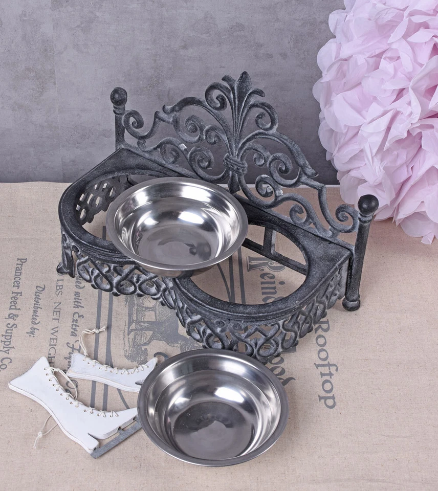 Fressnapf Futternapf Hundenapf Doppelnapf Futterstation Gusseisen Wassernapf neu - Bild 2 von 4