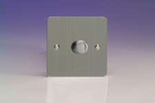 Varilight Ultra-Flat Brushed Steel 1 Gang 2-Way Push-On/Off Rotary LED Dimmer
