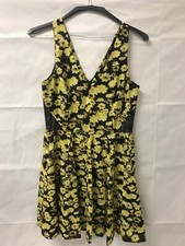 Anthropologie ERIN Yellow Floral Lace V-Neck Fit & Flare Dress Women's Size 4*