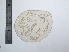 vtg 1960s 70s Tattoo Flash acetate stencil Animals Grizzly Bear Head signed AN1