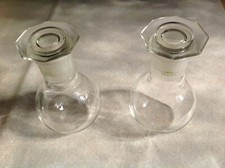 2 x Stehkolben Glas 250ml, NS 34,5/35 incl. Glasstopfen, Fa. Schott-Duran *NEU*