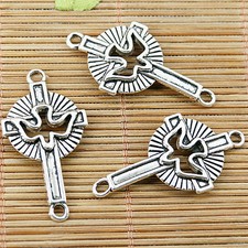 8pcs tibetan silver curved cross design connector DIY making EF1461