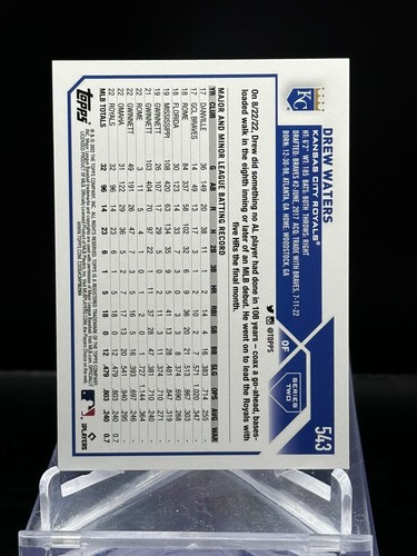 2023 Topps Series 2 #543 Drew Waters - Kansas City Royals RC ROOKIE BASE CARD - Picture 2 of 2