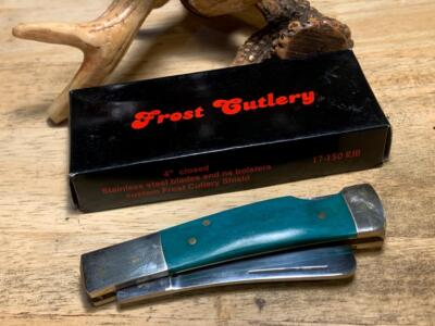 Frost Cutlery Green Smooth Bone 4'' Razor Lock Pocket Knife F17150GSB