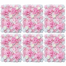 6 Pcs Artificial Silk Flower Wall Panel Rose Floral Wedding Party Backdrop Decor