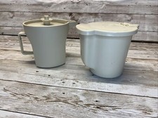 Tupperware Almond Creamer #1414-3 And 574-12 Made in USA Vintage