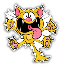 Cat Screaming Crazy Cartoon Car Bumper Sticker Decal