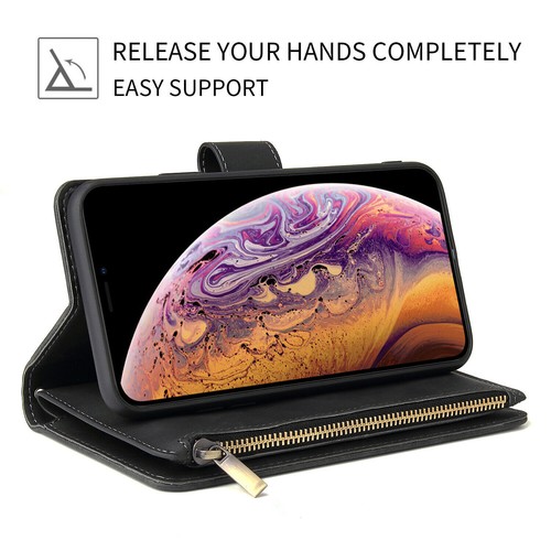 Zipper Flip Wallet Leather Card Case Cover For iPhone 14 13 12Pro 11 XR 7 8 Plus - Picture 15 of 36