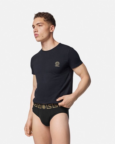 NWT Versace Greca Border Medusa Greek Key Logo Black 2 Pack Briefs Underwear 6 L - Picture 6 of 23