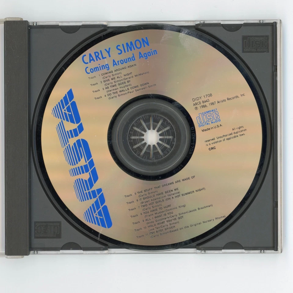Vintage 80”s 1987 Carly CD Coming Around Again Arista Records Foto 3 de 4